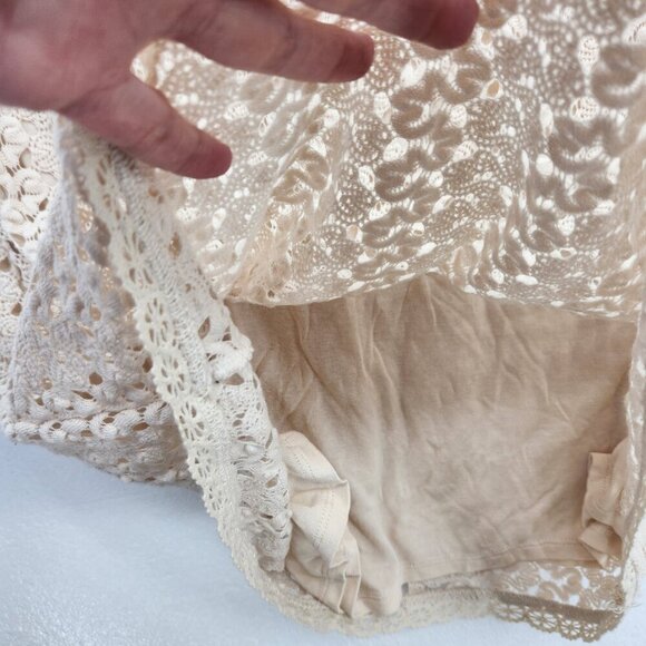 Free People Ivory Crochet Gypsy Boho Scoop Midi Sheath Dress Size Large - Picture 6 of 13